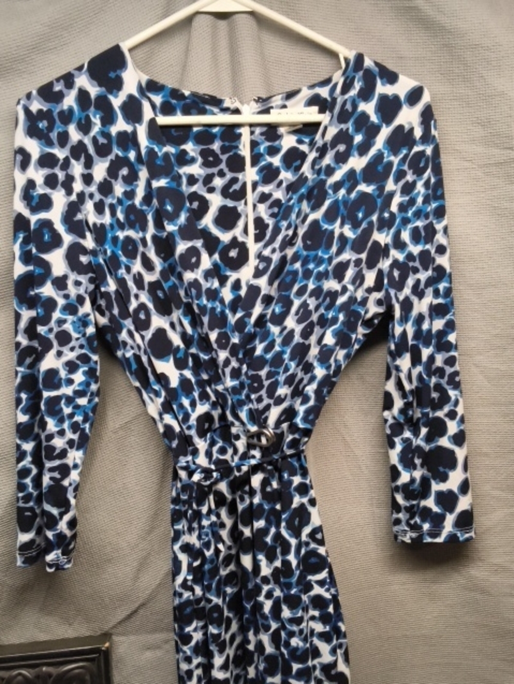 Calvin Klien 6 Cheetah Print In Blue /white W Belt Middi